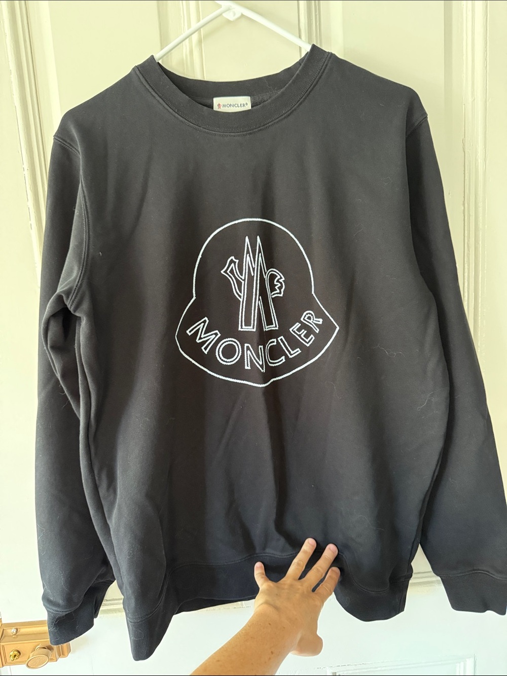 Moncler Black Sweatshirt with White Logo Outline